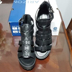 Ladies Black Block Heel Sandals